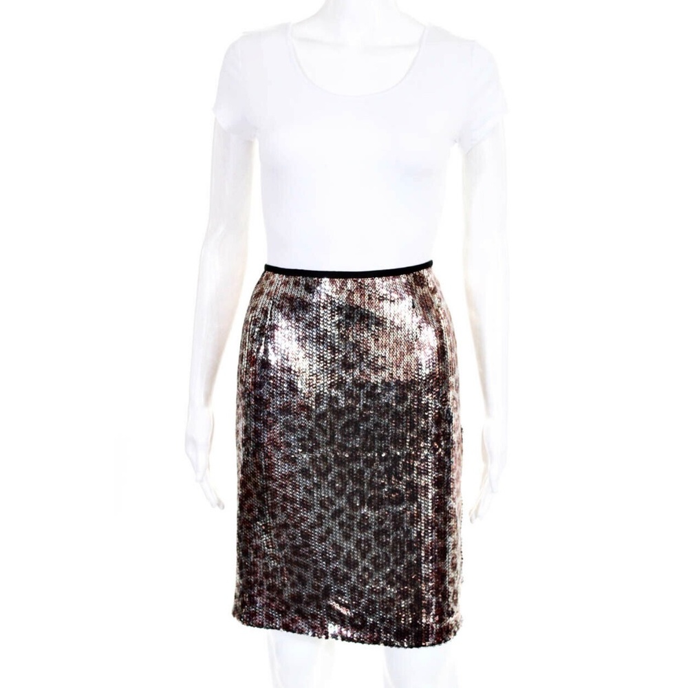 NANETTE LEPORE Leopard Sequin Pencil Skirt Vintage